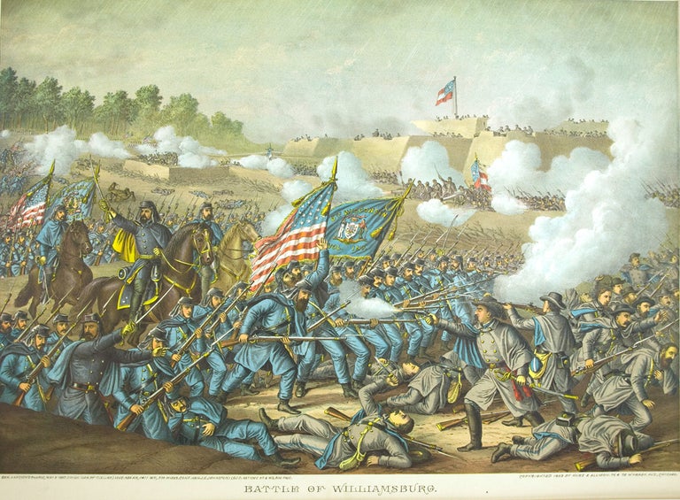 Item #40283 Battle of Williamsburg. General Hancock's Charge May 5 1862. [Chromolithographic print]. Civil War.