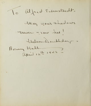 Item #40426 Autograph Note Signed, “To Alfred Eisenstaedt--May your shadows never grow less!”...