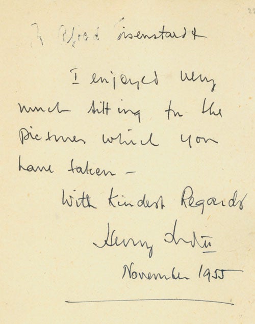 Item #40490 Autograph Note Signed to Alfred Eisenstaedt, n.p., November 1955. Henry II Ford.