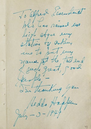 Item #40591 Autograph Note Signed to Alfred Eisenstaedt, July-3-1949. Hedda Hopper