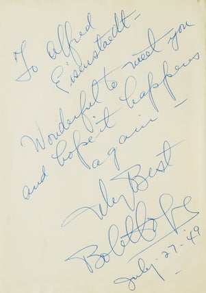 Item #40594 Autograph Note Signed to Alfred Eisenstaedt, July 27, 1949. Bob Hope