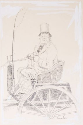 Item #41403 ORIGINAL pen illustration, picturing man in a carriage, captioned "My Uncle...
