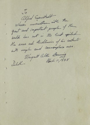 Item #41517 ANS to Alfred Eisenstaedt. Margaret Culkin Banning