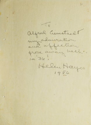Item #41782 ANS, to Alfred Eisenstaedt: "To Alfred Eisenstaedt, my admiration and affection from...