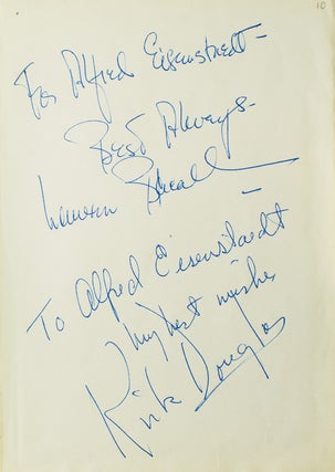 Item #41930 Autograph Inscriptions Signed ("Best Always, Lauren Bacall" and "to Alfred Eisenstaed...