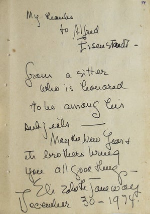 Item #42589 Autograph Note Signed to LIFE photographer ALFRED EISENSTAEDT. "To Alfred...