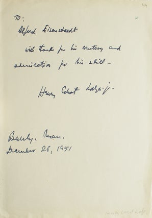 Item #42614 Autograph Note Signed to LIFE photographer ALFRED EISENSTAEDT, "To Alfred...