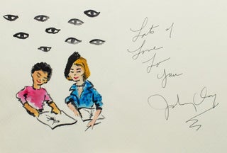 Item #42893 Original watercolor greeting card to Carrie Donovan, signed and inscribed by fashion...