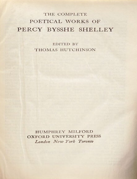 The Complete Poetical Works...Edited by Thomas Hutchinson