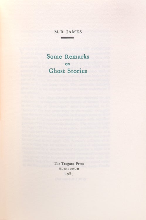 Some Remarks on Ghost Stories