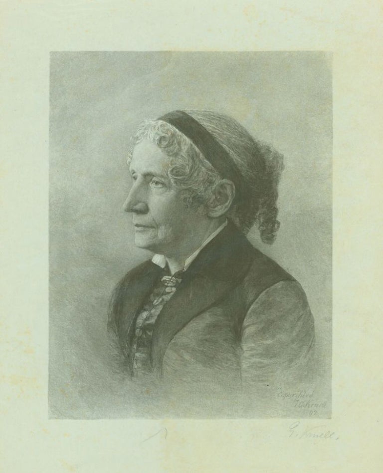 Proof portrait wood engraving of Harriet Beecher Stowe, and artist's Autograph Letter, signed concerning it, with another engraving of unidentified man
