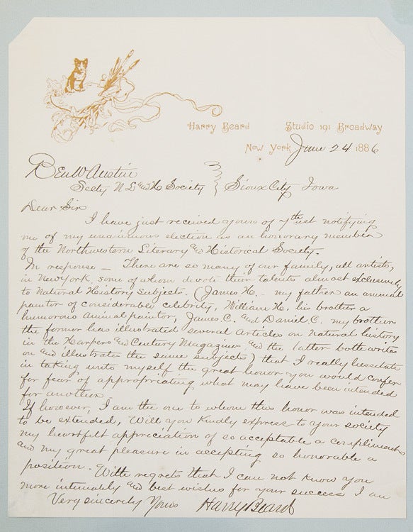 2 Autograph Letters (one by Harry, one by Frank) signed, with one signed sketch by Frank with autograph sentiment