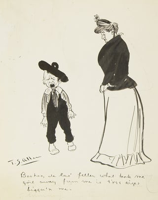 Item #43668 Cartoon drawing of mother and small boy bawling. T. S. Allen