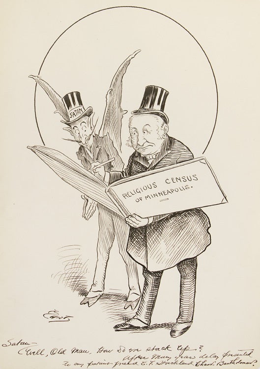One Cartoon Drawing signed and inscribed, 2 Autograph Letters Signed, and one Typed Letter signed, all to E.F. Strickland