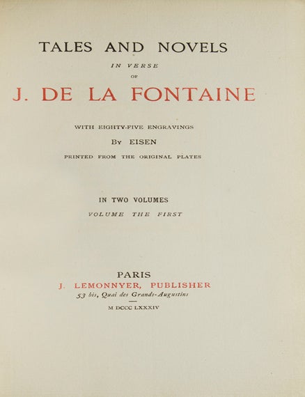 Tales and Novels in Verse of J. de La Fontaine