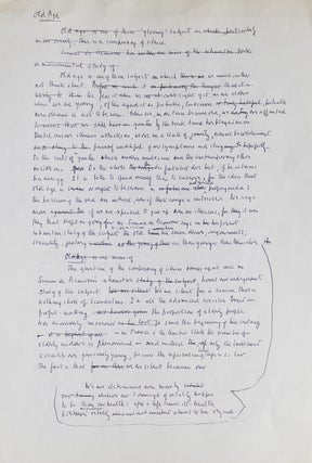Item #4832 Autograph Manuscript of “Old Age”, his review of Simone de Beauvoir’s The...