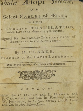 Item #51396 Fabulae Æsopi Select or Select Fables of Æsop; with English Translation. More...
