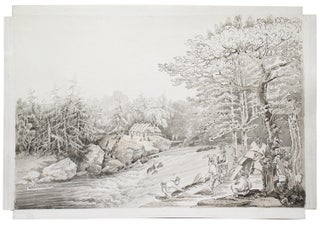 Item #52601 [An original watercolor of a First Nations fishing encampment along a river]. George...