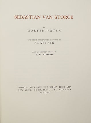 Item #54224 Sebastian Van Storck. Alastair, Walter Pater