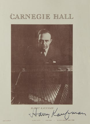 Item #55348 Signature on Carnegie Hall Program Cover. Harry Kaufman
