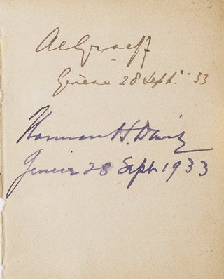 Item #55777 Autographs of British ambassador to the League of Nations, [Sir] John Simon; Norman...