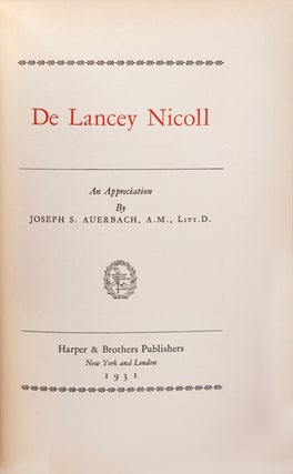 De Lancey Nicoll. An Appreciation