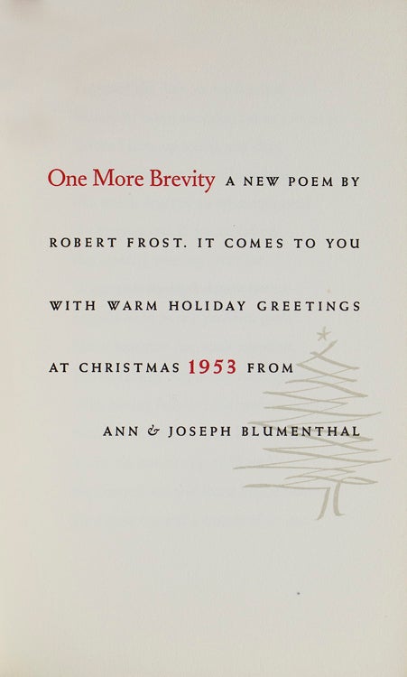One More Brevity. A New Poem