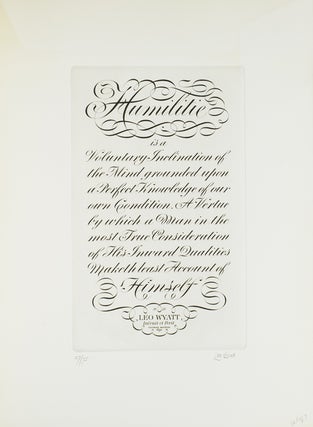 Item #59380 Engravings by Leo Wyatt: Nine wood engravings of various aphorisms printed in white...