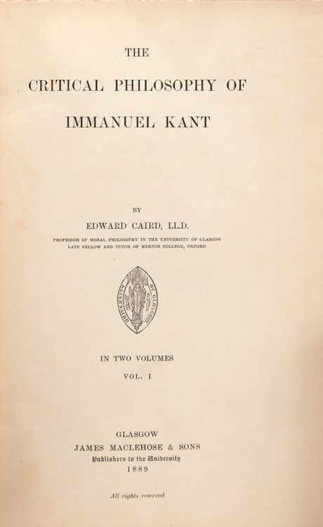 The Critical Philosphy of Immanuel Kant