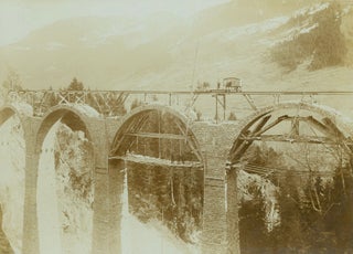 Item #59800 Six Photographs of the construction of an Alpine bridge across a pass in the Swiss...