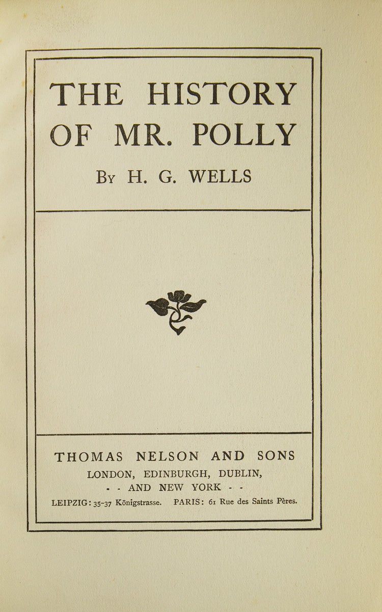 The History Of Mr Polly H G Wells First Edition