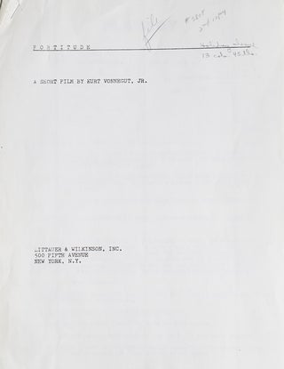 Item #62918 Typed Filmscript (photocopied) of his short film "Fortitude" Kurt Vonnegut, Jr