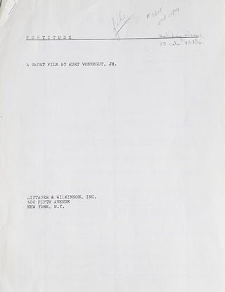 Item #62918 Typed Filmscript (photocopied) of his short film "Fortitude". Kurt...