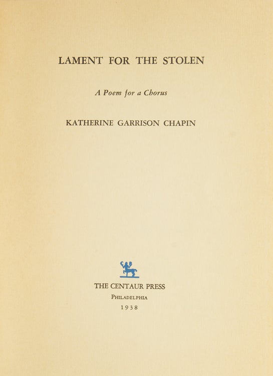 Lament for the Stolen. A poem for a Chorus