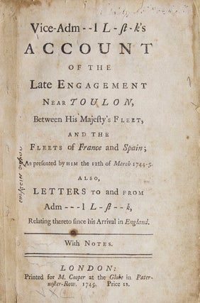 Item #6588 Account of the Late Engagement Near Toulon, Between His Majesty’s Fleet, and The...
