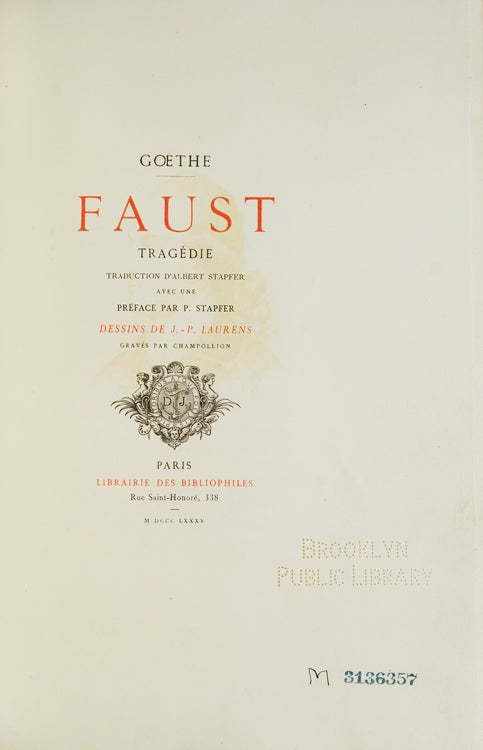 Faust…Traduction d’Albert Stopfer