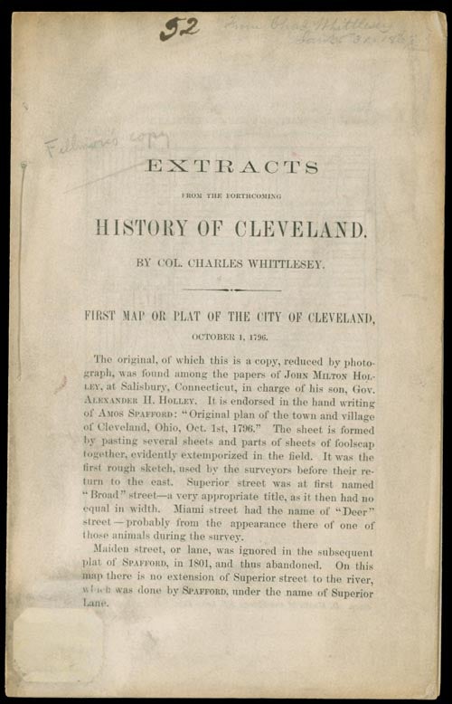 Extracts from the Forthcoming History of Cleveland