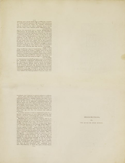 Indiscretions; or, Une Revue de Deux Mondes